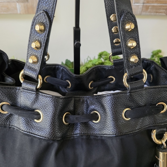 Vintage Juicy Couture Nylon Malibu Black Daydreamer Bag With Leather Trim - Picture 3 of 14